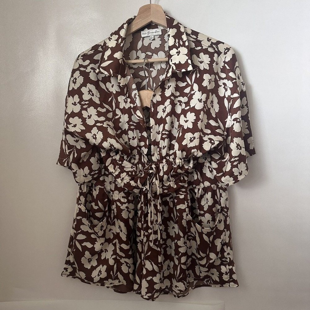 NWOT Vici Shorts Set Womens Summer of Diane Floral Top Shorts Anthropologie